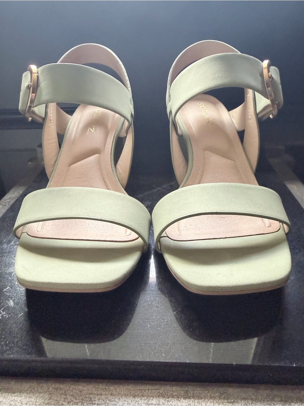 Chic Mint Green Block-Heel Ankle Strap Sandals